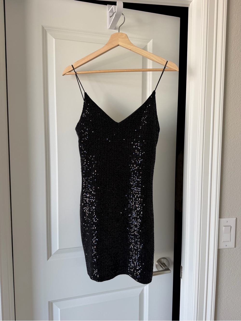 Chocolate Black Sequin Mini Slip Dress